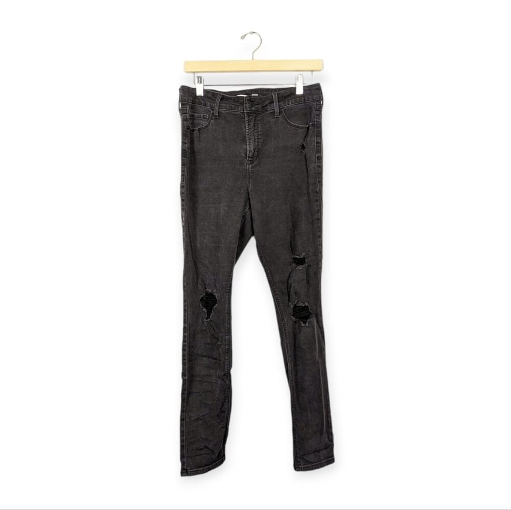 Old Navy Rockstar Skinny Jeans 12 Black Jack Distressed Stretch Denim